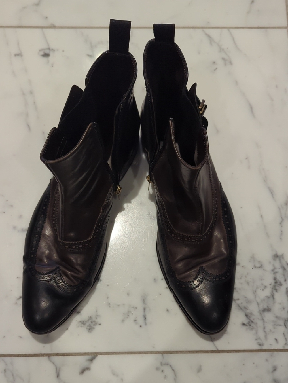 Men's Dark Brown Leather Wingtip Chelsea Boots Hugo Boss